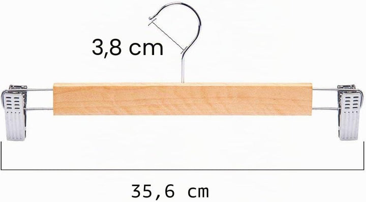 Tosnail 15 Stück Holz Hosenbügel, Kleiderbügel mit rutschfest verstellbaren Clips und Drehbar Haken,