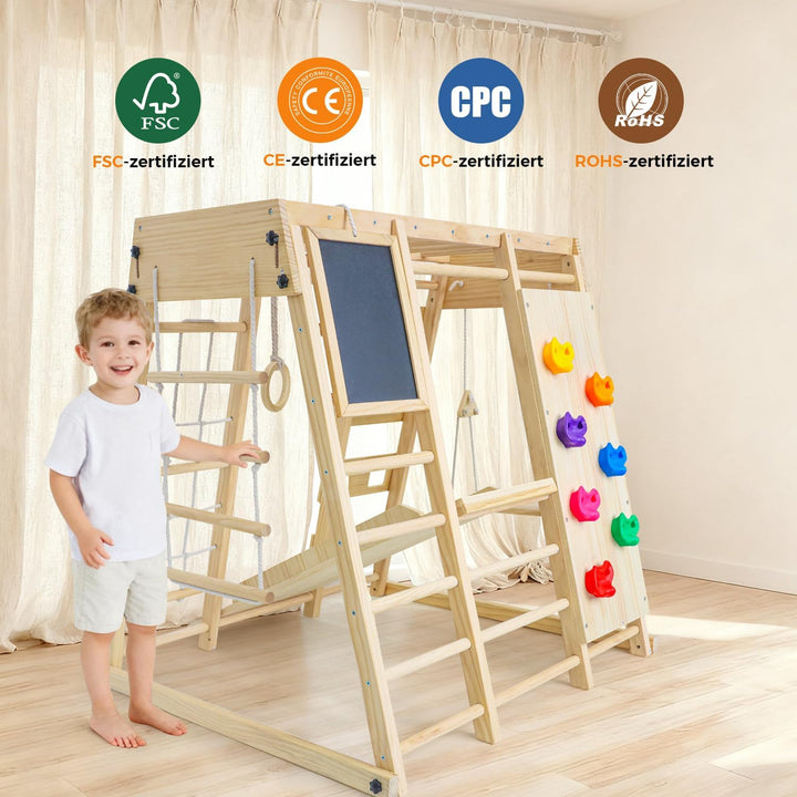 Maxi Klettergerüst Indoor, 10 in 1 Multifunktional Klettergerüst für Kinder, Montessori Indoor-Spiel