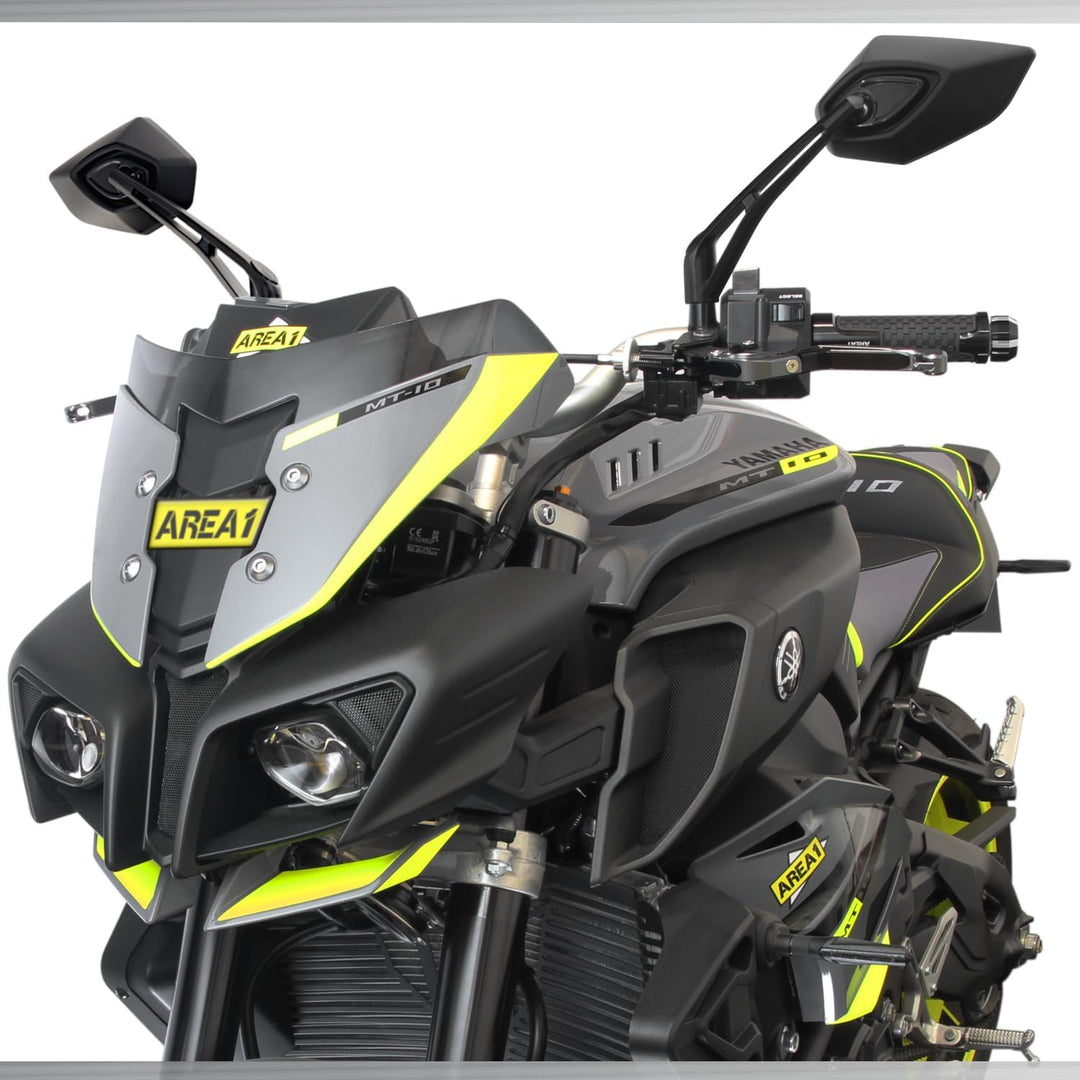 Area1 Universal Motorrad Rückspiegel Paar e-geprüft 2x M10 Rechtsgewinde + Linksgewindeadapter, komp