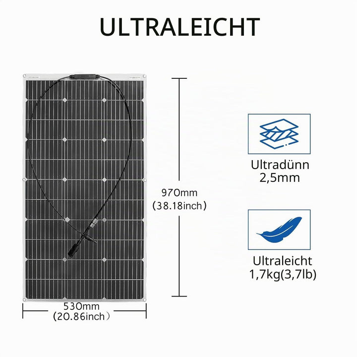 100Watt Flexible Solar Panel Tragbare 18V Monokristallines Solarmodul hocheffiziente Solarpanels sin