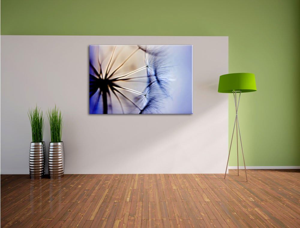 Pixxprint Pusteblumen Neon Lights Effekt, Format: 100x70 auf Leinwand, 100x70