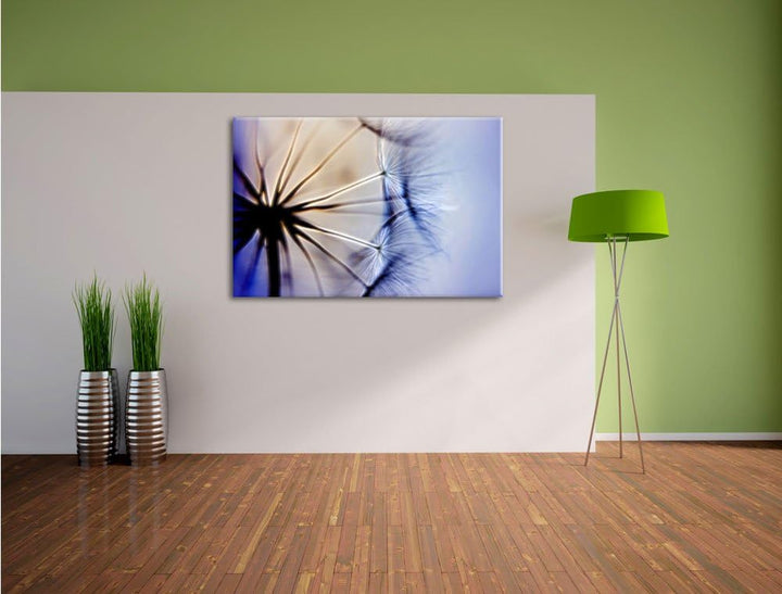 Pixxprint Pusteblumen Neon Lights Effekt, Format: 100x70 auf Leinwand, 100x70