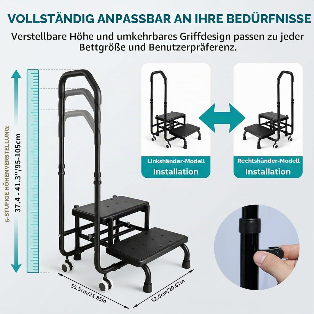 Tritthocker mit Haltegriff - Badewannenstufe mit Haltegriff, 5 Höhen von 95 cm bis 105 cm, Tragfähig