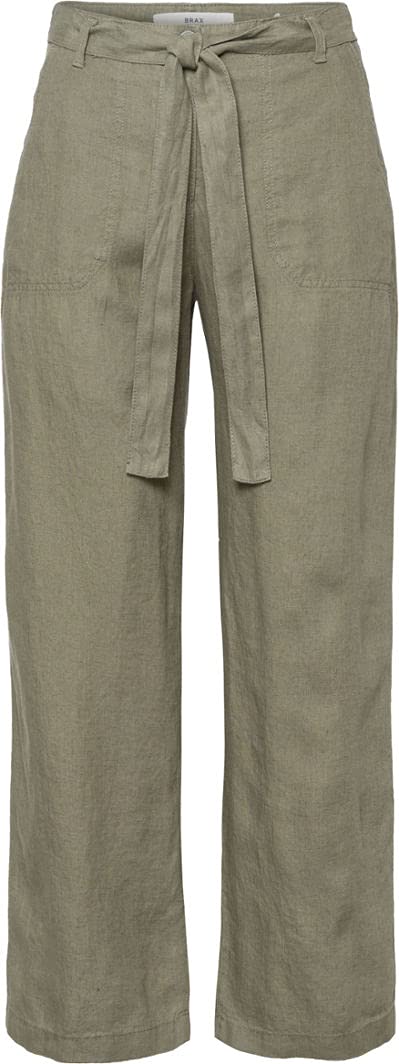BRAX Damen Style Maine S Verkürzte Leinenhose Hose 32W / 32L Khaki, 32W / 32L Khaki