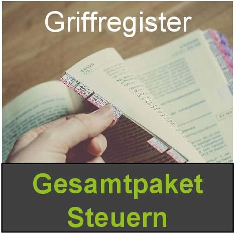 Griffregister | Gesamtpaket Steuern | selbstklebend | von Steinfacher | mind. 1.800 bedruckte Aufkle