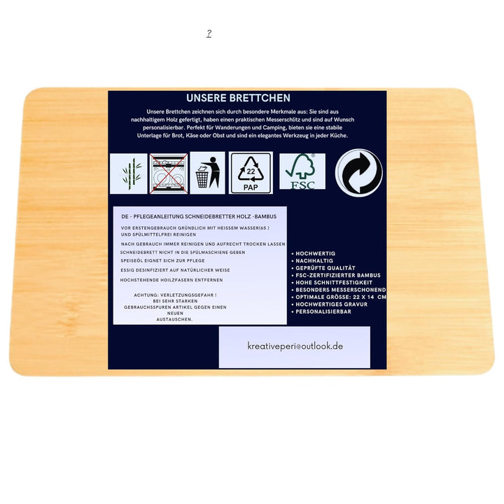 Personalisiertes Frühstücksset, 2er Set Schneidebrett mit Gravur, Geschenke für Oma und Opa, Brettch
