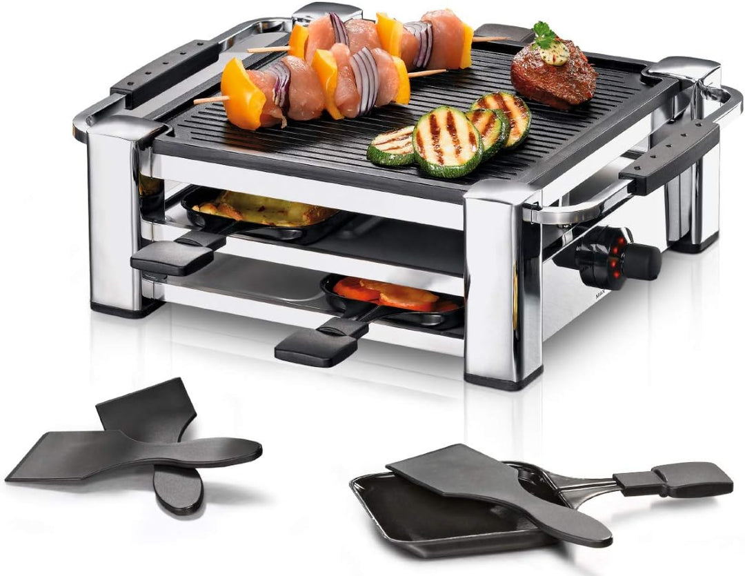 ROMMELSBACHER RCC 1000 Raclette-Grill (Tischgrill, für 4 Personen, gerippte Alu-Druckguss-Grillplatt