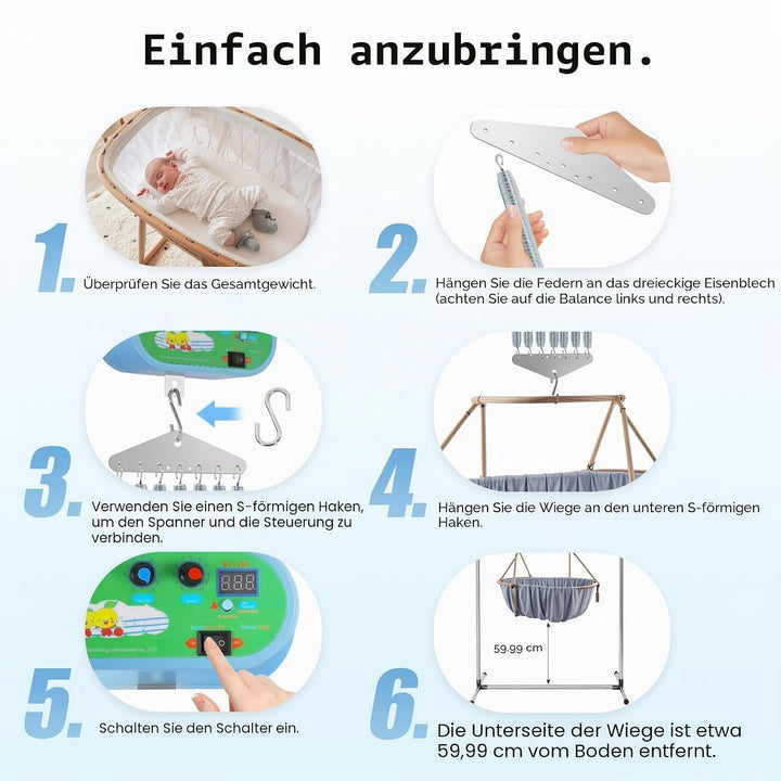 Elektrische Babyschaukel Controller Tragfähigkeit 20Kg Federwiege Motor mit Timer Hängende 7-Feder F