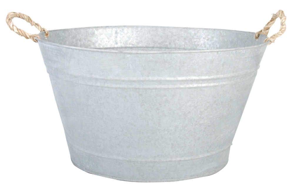 Esschert Design Gartenwanne, Pflanzwanne in grau aus verzinktem Metall, 30 Liter, ca. 47,5 cm x 38,4