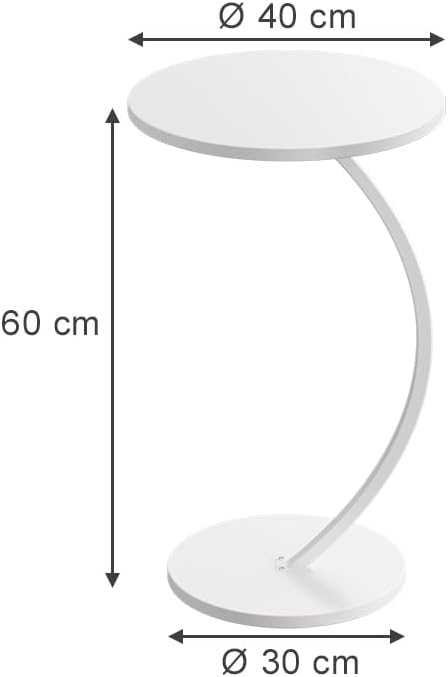 Vicco Beistelltisch Alvio, Weiss, 40 x 60 cm, als Ablagefläche für Wohnzimmer oder Schlafzimmer eins