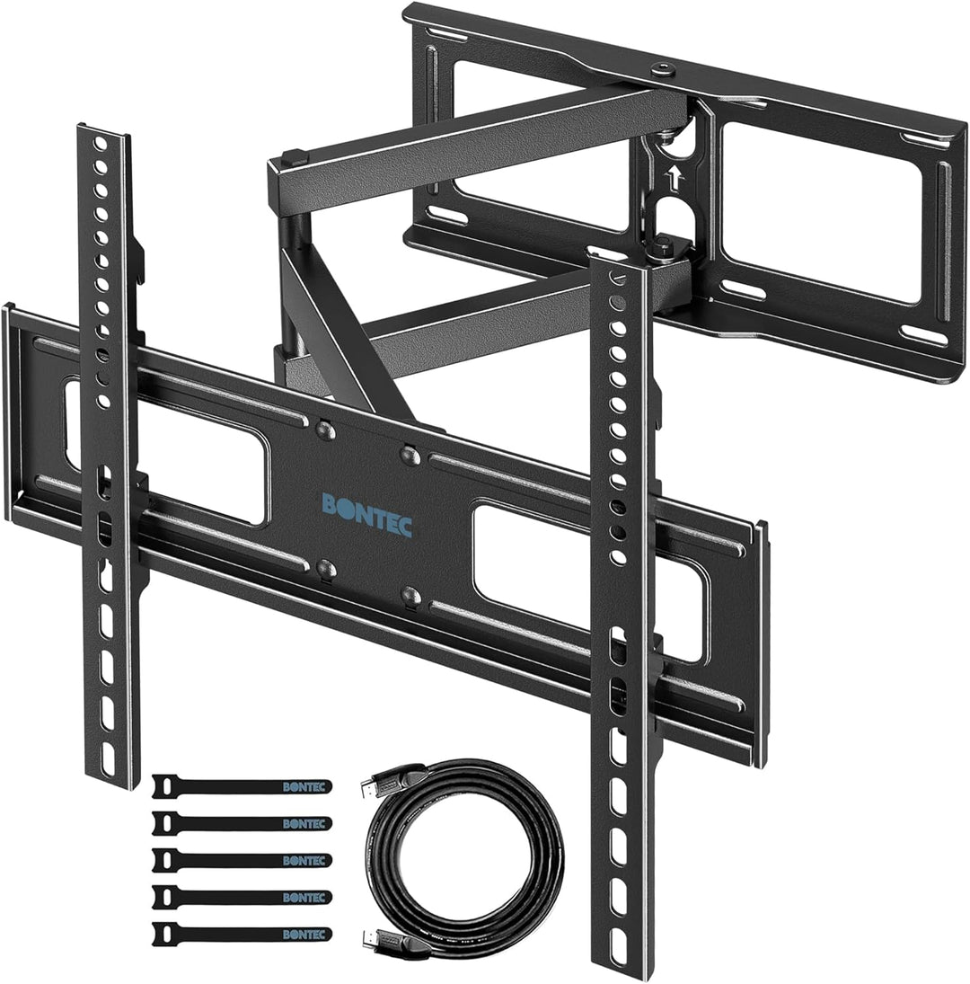 BONTEC TV Wandhalterung für 26-65 Zoll Flach- und Curved-Fernseher, Schwenkbar und Neigbar, Ausziehb
