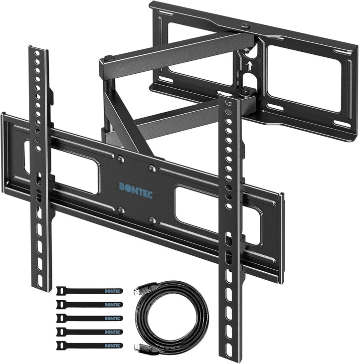 BONTEC TV Wandhalterung für 26-65 Zoll Flach- und Curved-Fernseher, Schwenkbar und Neigbar, Ausziehb
