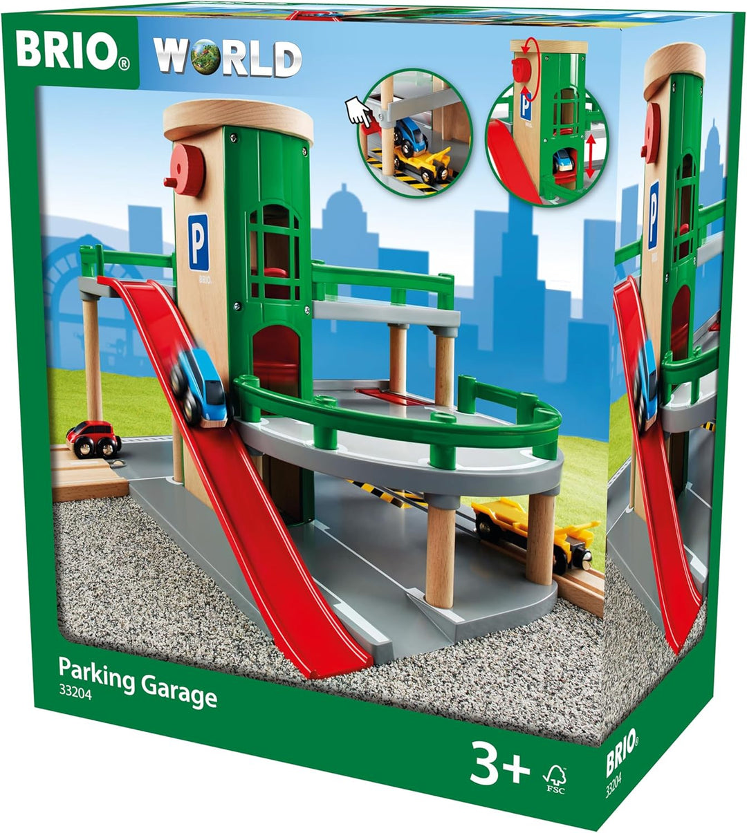 BRIO World 33204 - Parkhaus, Strassen & Schienen - Eisenbahnzubehör für die BRIO Holzeisenbahn - Emp