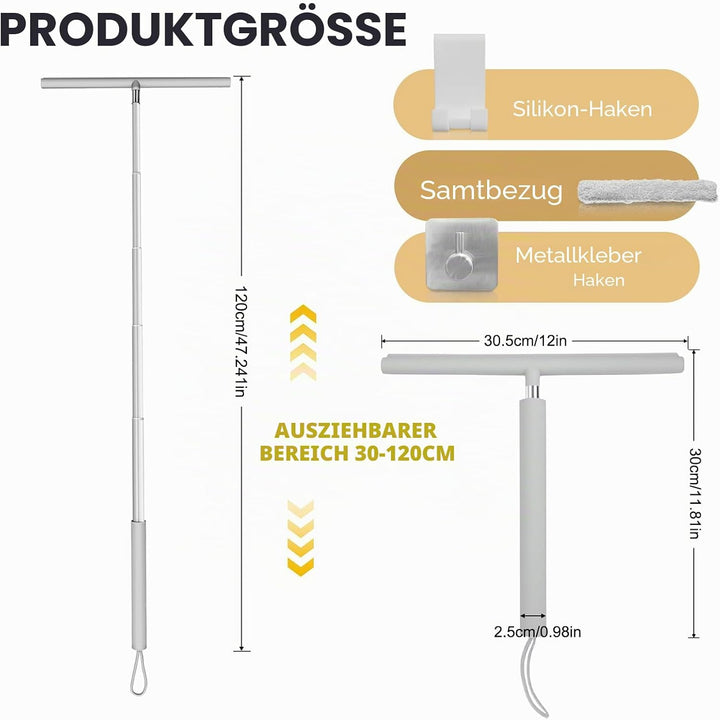 Duschabzieher Einstellbar 30-120cm, Duschabzieher Set mit Halterung, Silikon Abzieher Dusche, Dusche