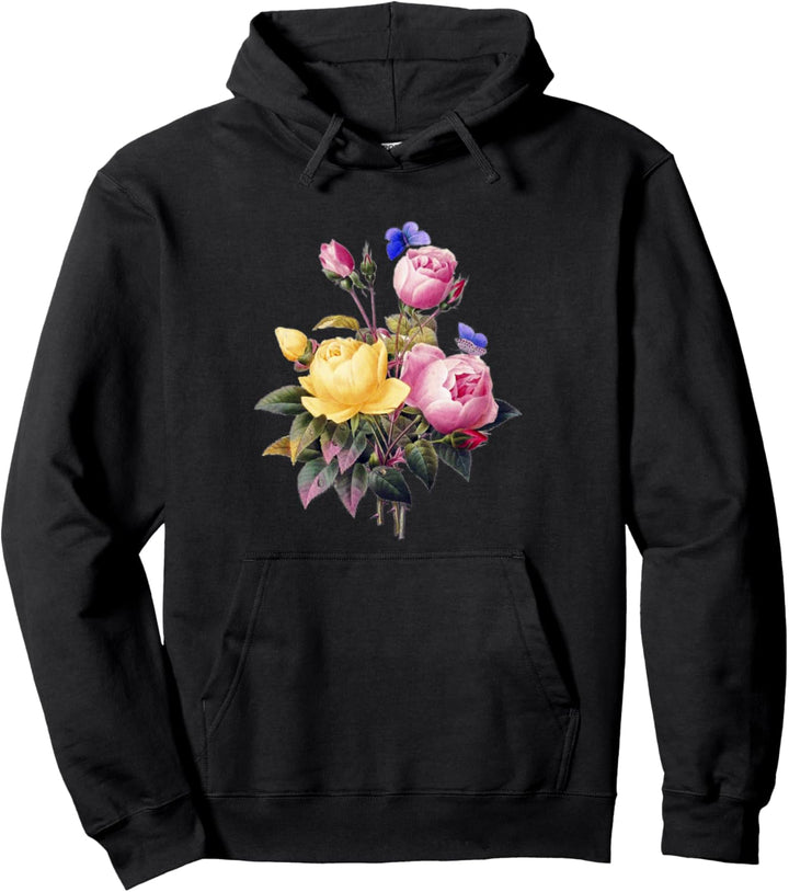 Ästhetisches Vintage-Hemd mit Rosen und Schmetterlingen Pullover Hoodie