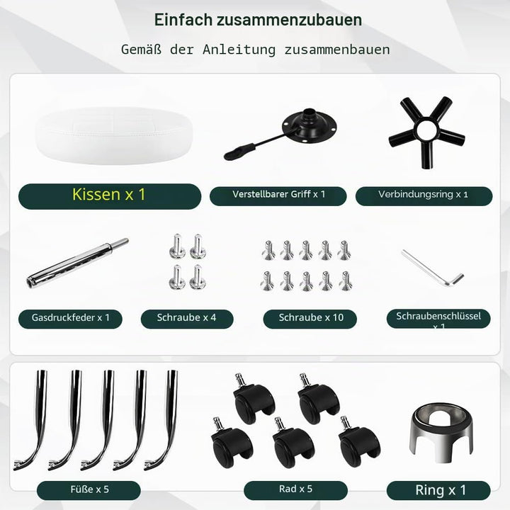 Weisser klassischer Drehhocker mit Rad für Salon, Arbeit, Zuhause, SPA, Geschäft, höhenverstellbar u