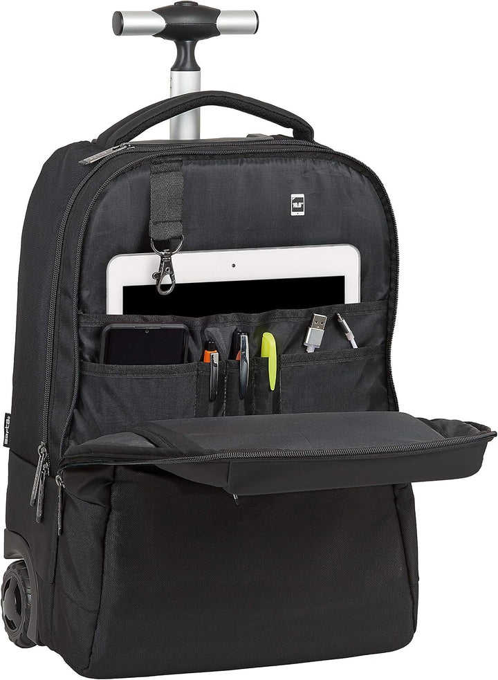 SAFTA Trolley für Laptops mit 39,6 cm (15,6 Zoll), mit Tasche für Tablet und USB-Anschluss, 430 x 32