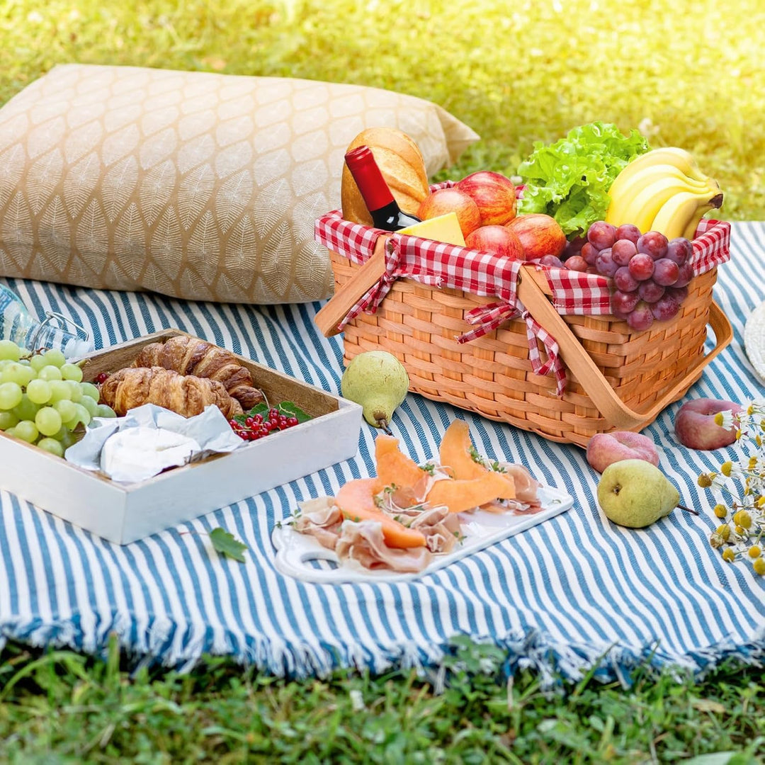 Bekith Geschenkkorb Natur Wicker Camping Picknickkorb Präsentkorb Holz, 32x20x16cm