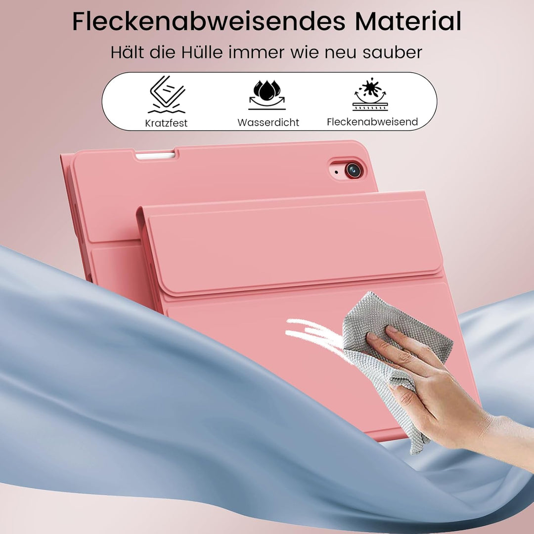 Hülle mit Tastatur für iPad 11/10 Generation mit Stifthalter, Magnetisch Abnehmbare Kabellose Blueto