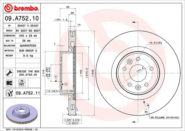 BREMBO 09.A752.11 Bremsscheiben