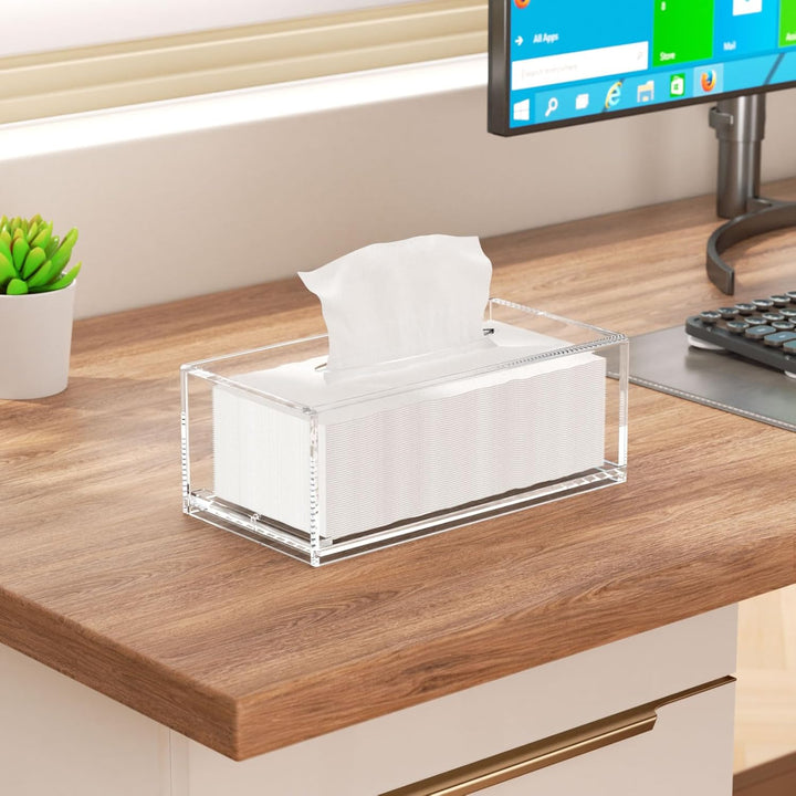 AITEE Acryl Kosmetiktücherbox: 25×13×9 cm Klarer Tücherbox mit Magnetabdeckung für Esszimmer Badezim