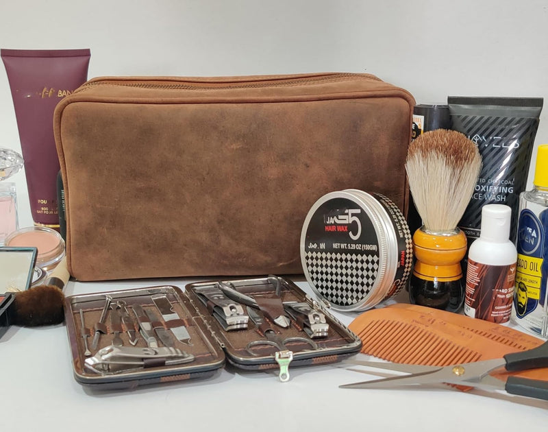Rustic Town kulturtasche kulturbeutel Leder | Leather Toiletry Bag wash Bag | Leder Kosmetiktasche W
