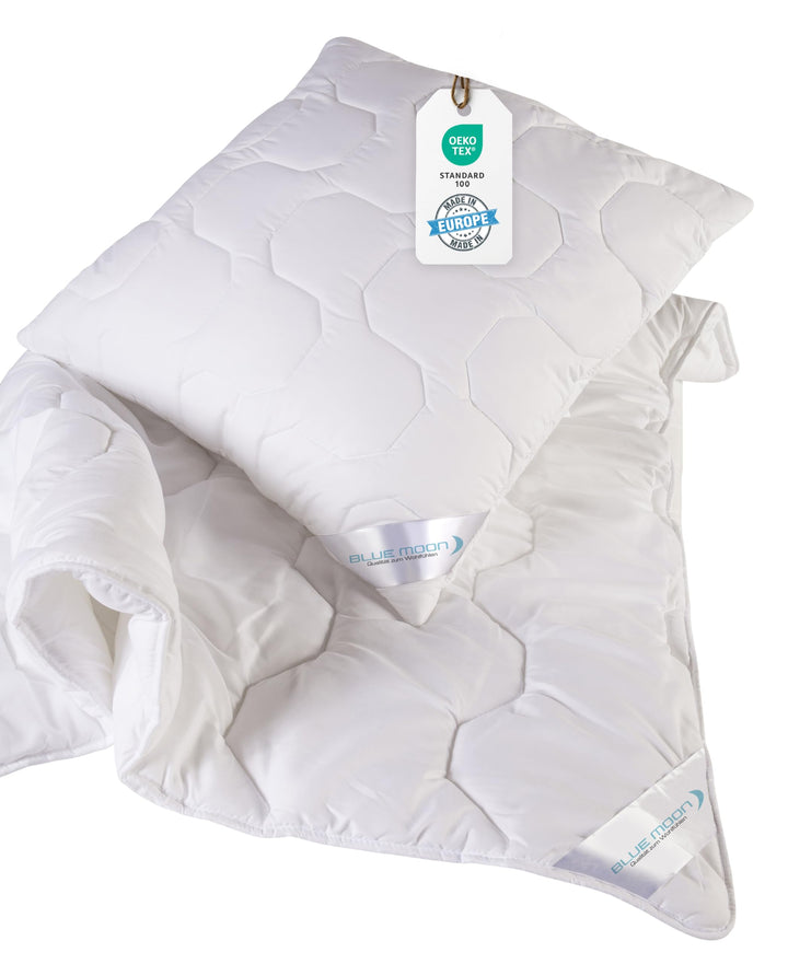 BLUE MOON Bettwaren-Set - hautfreundliches Bett-Kissen - Hochwertiges Mikrofaser Bettdeckenset - all
