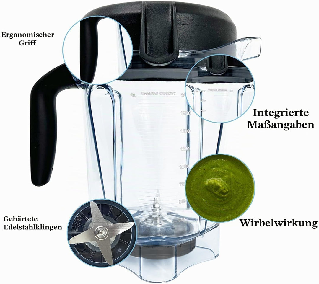 Für Mixbehälter 64 oz Low-Profile, kompatibel mit Vitamix 750, 5300, 5200, 7500, 6300, Vm0102, Vm010