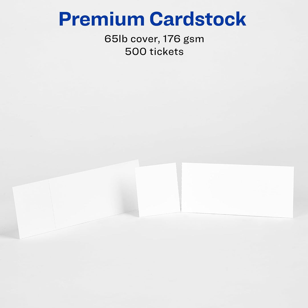Avery 16795 Tickets mit abreissbaren Noppen, 3,5 x 13,7 cm, matt, Weiss, 500 Stück 500 Tickets, 500 