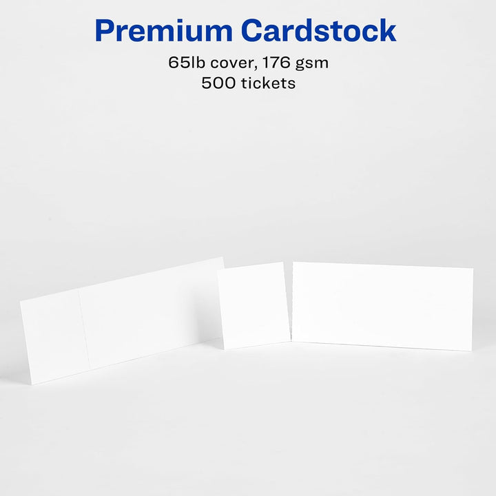 Avery 16795 Tickets mit abreissbaren Noppen, 3,5 x 13,7 cm, matt, Weiss, 500 Stück 500 Tickets, 500 