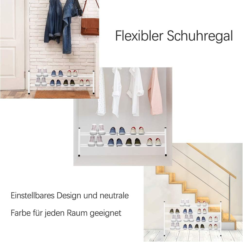 TZAMLI Ausziehbar Schuhregal mit 2 Ebenen zur Aufbewahrung von bis zu 12 Paar Schuhen, Verstellbarer