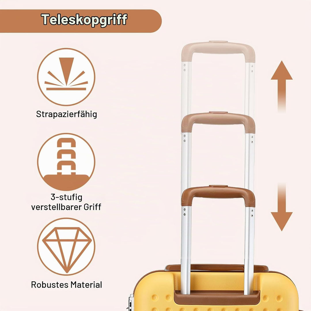 KONO Handgepäck Koffer Set mit Kosmetikkoffer Reisegepäck-Sets Beautycase Koffer Trolleys Reisekoffe