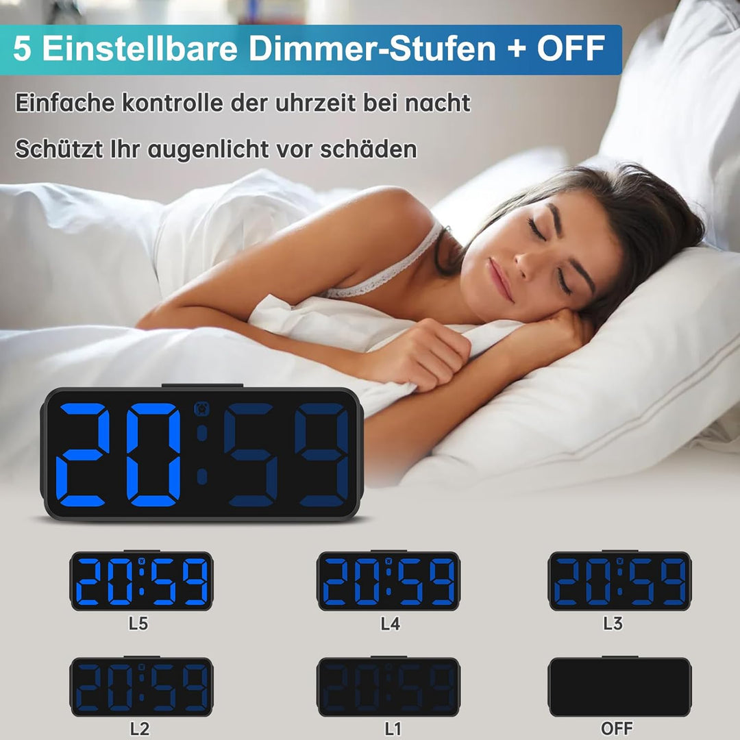 Eachui Wecker Digital Ohne Ticken wecker für Kinder Kleiner Uhr Lautstärke und Helligkeit Einstellba