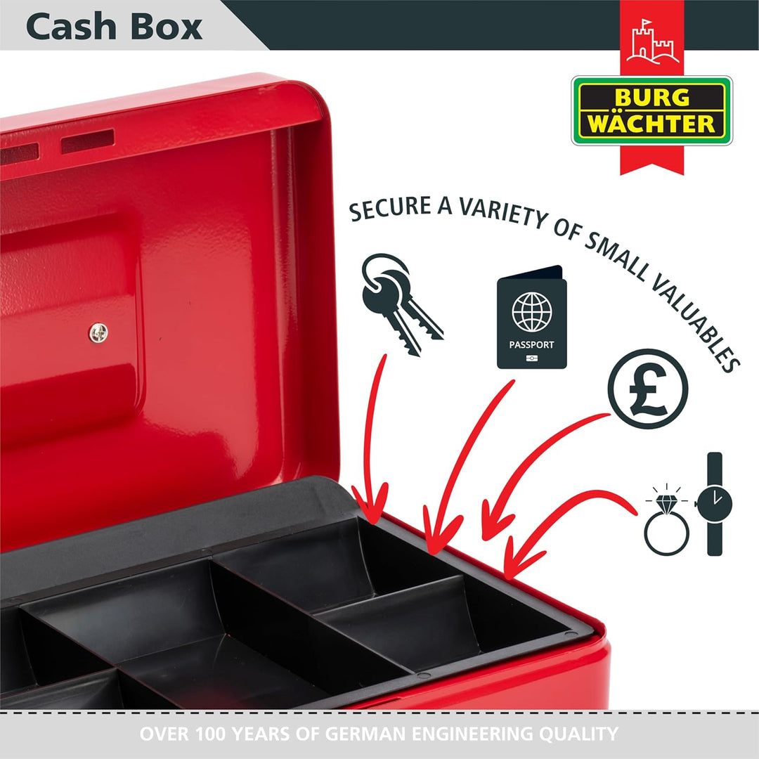 Burg-Wächter CB03R Geld 5025 Geldkassette, rot, 25,4 cm (10 Zoll) 25,4 cm (10 Zoll) Rot, 25,4 cm (10
