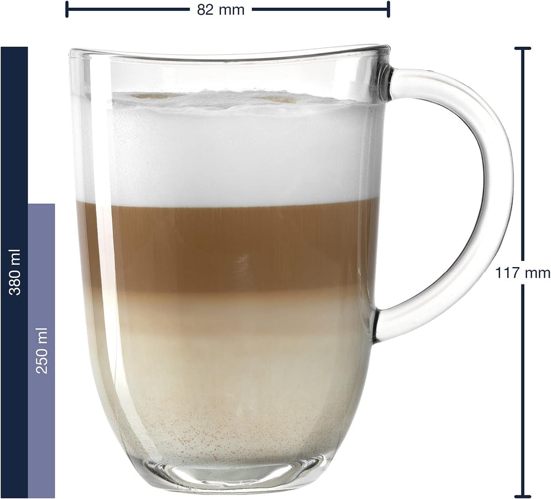 Leonardo Napoli Latte Macchiato-Tassen und Unterteller 12er Set, spülmaschinengeeignete Kaffee-Gläse