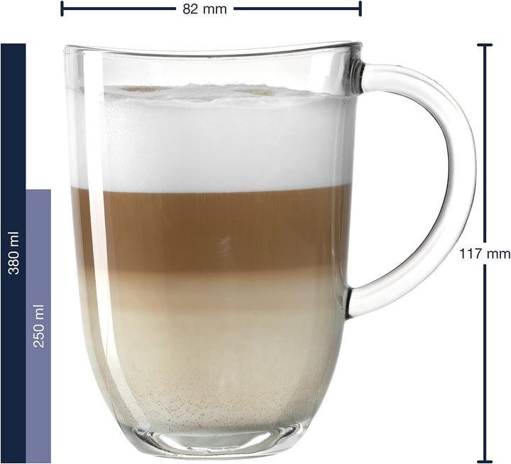 Leonardo Napoli Latte Macchiato-Tassen und Unterteller 12er Set, spülmaschinengeeignete Kaffee-Gläse