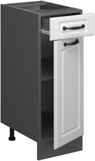 Vicco Küchenunterschrank R-Line, Weiss Landhaus/Anthrazit, 30 cm ohne Arbeitsplatte Schubunterschran