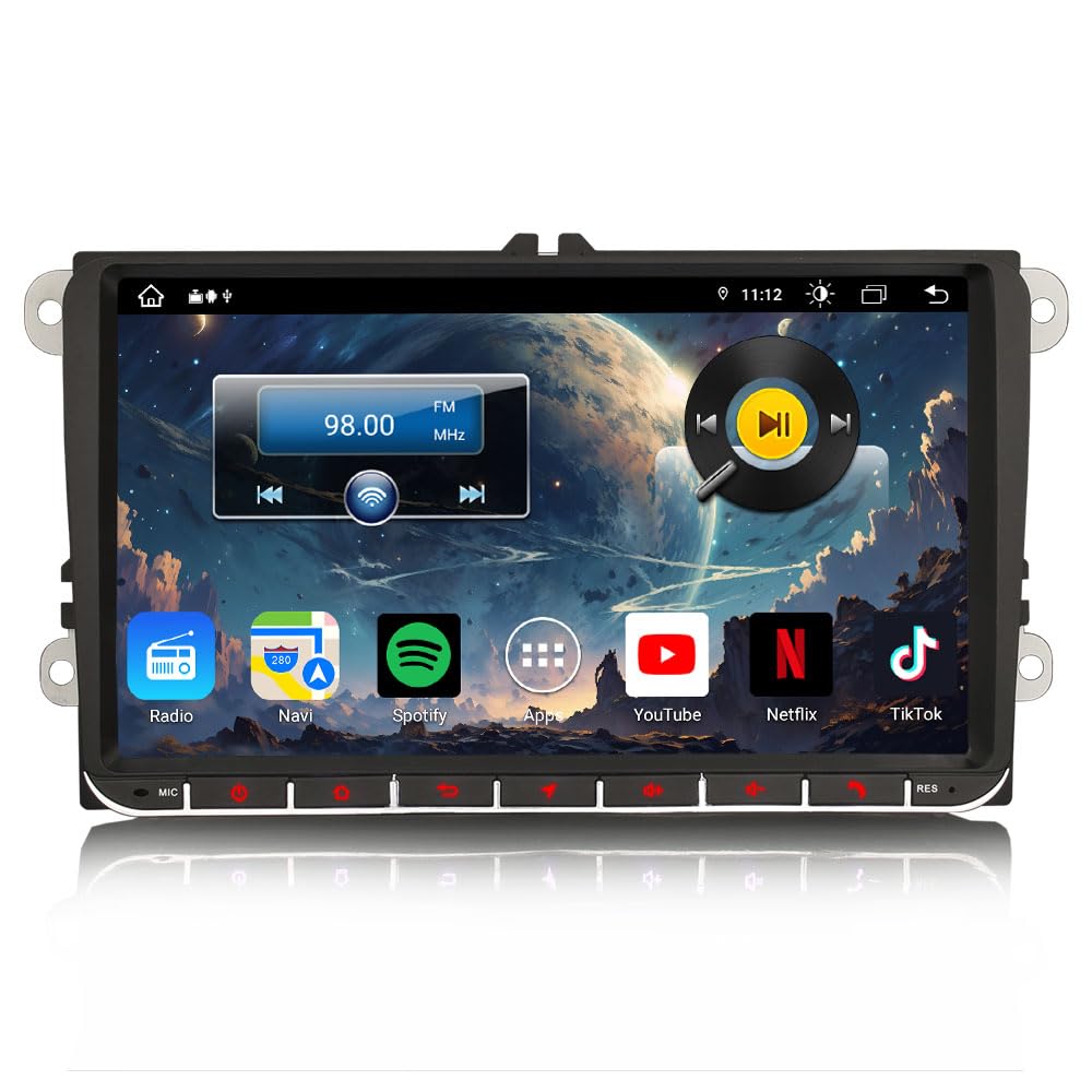 Erisin 9 Zoll IPS Android 14 Autoradio Acht Kern 4GB+64GB Für VW Golf 5 Golf 6 Tiguan Passat Jetta C