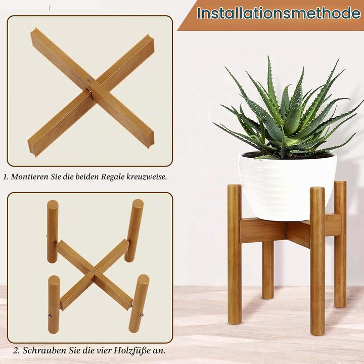 Blumentopfständer, Pflanzenständer Bambus, Pflanzen Hocker, Pflanzenständer Holz, Blumenhocker, Blum