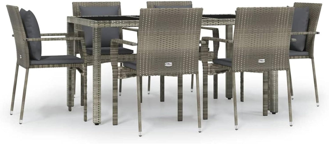 Festnight 7 teilig Garten Sitzgruppe Poly Rattan Gartenmöbel Set 6 Personen Essgruppe Gartentisch mi