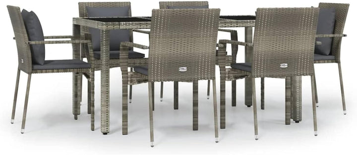Festnight 7 teilig Garten Sitzgruppe Poly Rattan Gartenmöbel Set 6 Personen Essgruppe Gartentisch mi