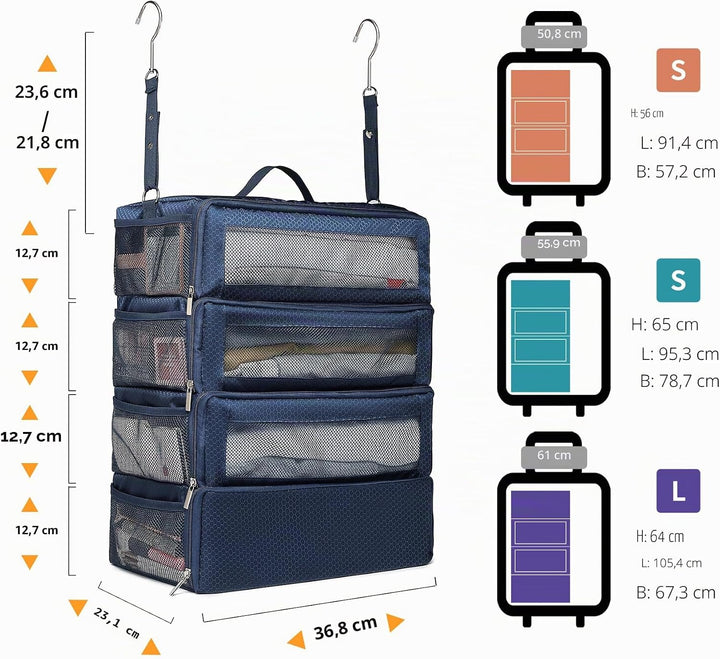 Koffer-Organizer, Reisetaschen-Organizer für Gepäck, Kompressions-hängende Packwürfel für Reisen, Ha