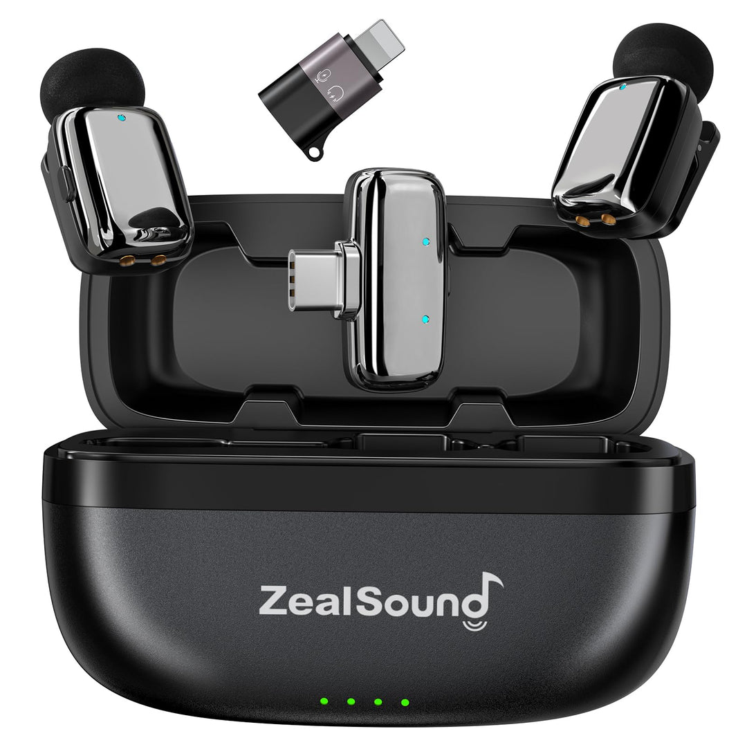 zealsound Mini Kabelloses Lavalier-Mikrofon für iPhone Handy Android, Wireless Ansteckmikrofon mit R