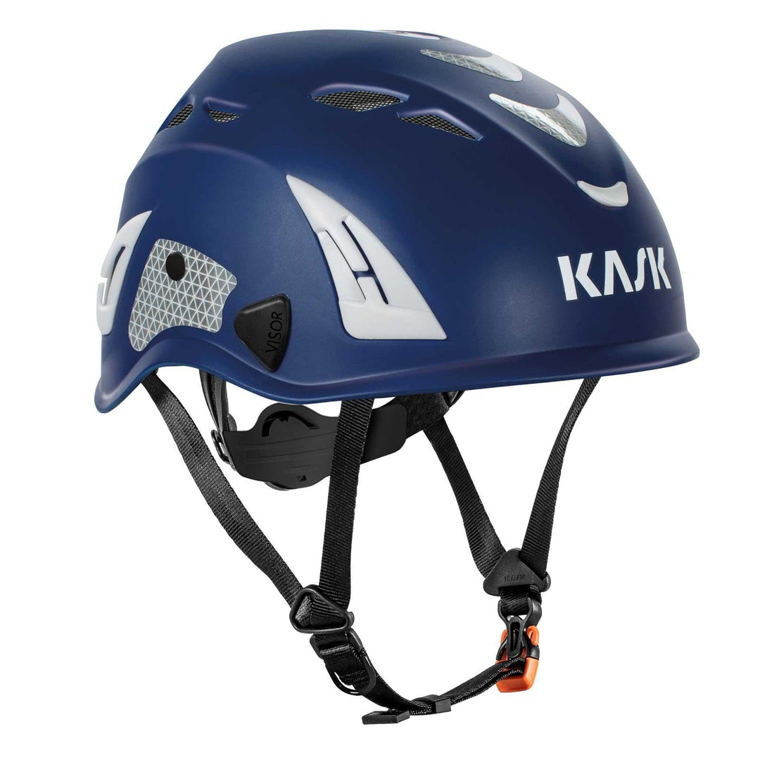 KASK Schutzhelm Superplasma AQ HI VIZ - Arbeitsschutzhelm, Drehrad, Reflexstreifen, EN 397 Dunkelbla