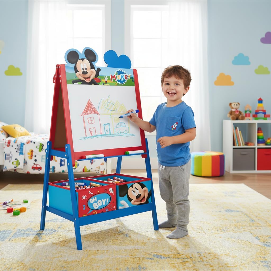 ARDITEX – Kindertafel von Disney Mickey Mouse mit doppelseitiger Oberfläche für Kreide und Filzstift