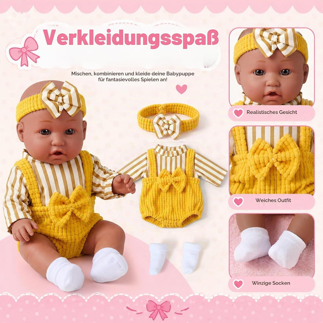 vamei Puppenzubehör mit 30 cm Baby Puppe, Geschenk Mädchen ab 3 Jahre | Puppen Zubehör Set mit Tragb