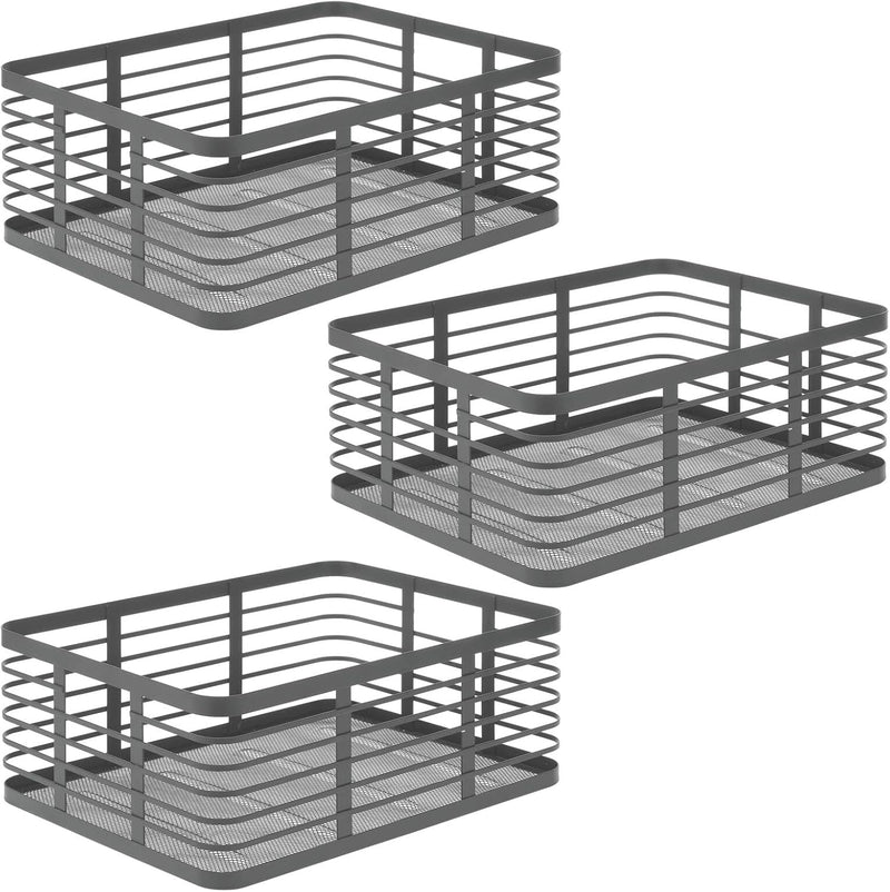 mDesign Allzweckkorb aus Metalldraht – praktischer Aufbewahrungskorb für Küche und Haushalt – kompak