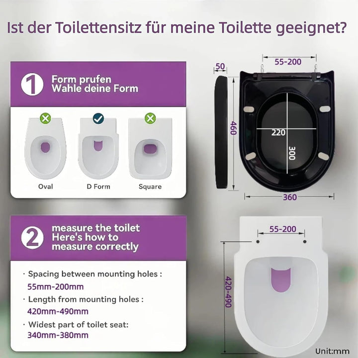 Toilettendeckel mit Absenkautomatik,wc sitz d form,Quick Release Funktion für einfache Montage & Rei