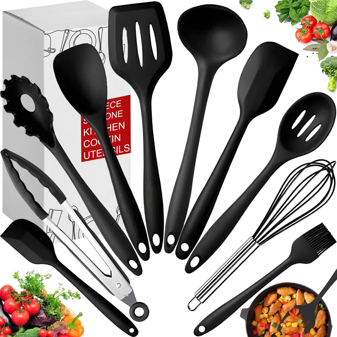 Retoo Silikon Küchenhelfer Set, 10 Stück Kochutensilien Kochgeschirr, Hitzebeständig, BPA-frei, Anti