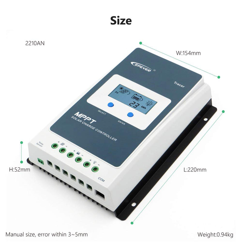 EPEVER® 20A MPPT Solarladeregler 12V/24V Automatische Identifizierung mit LCD-Display für Kommunikat